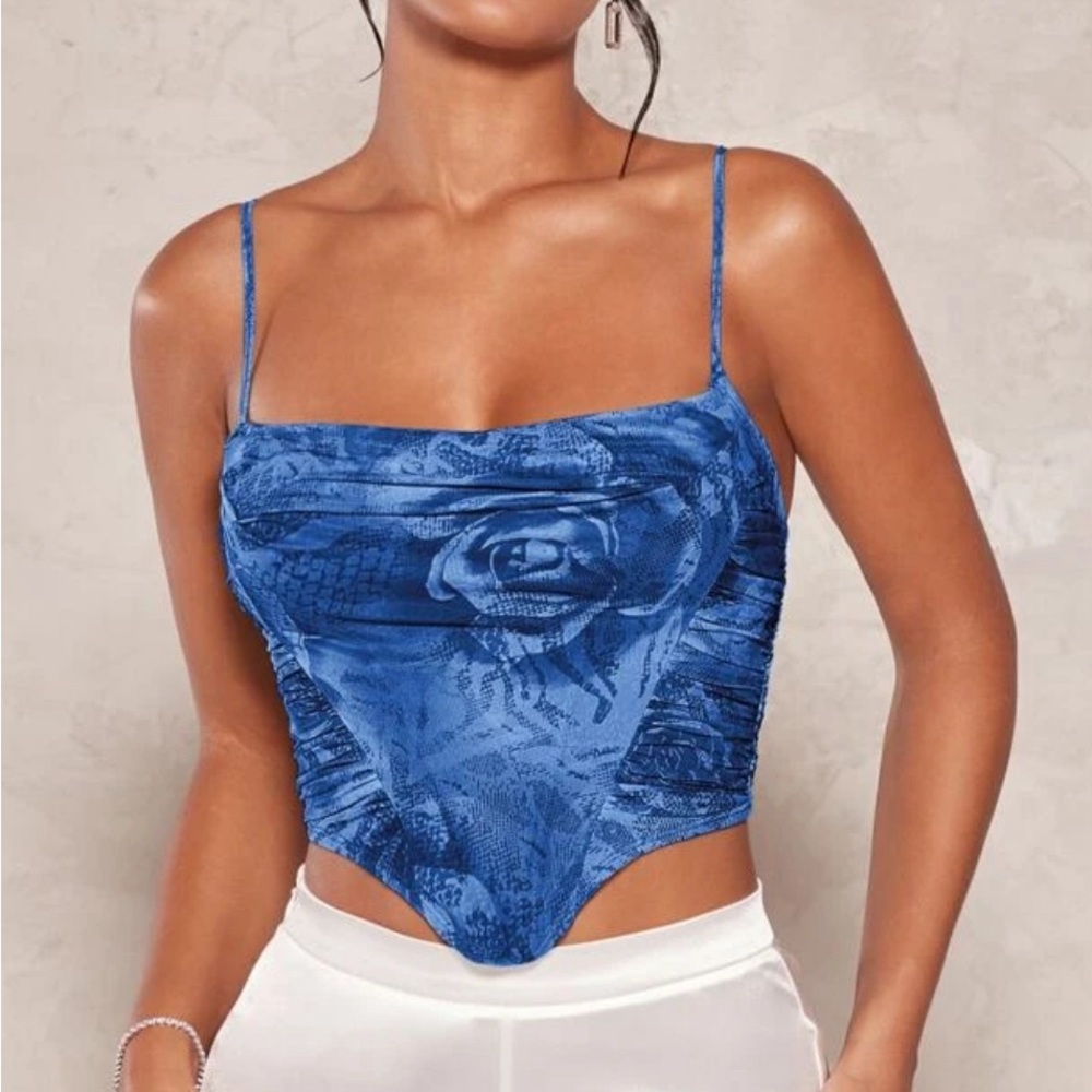 SHEIN BAE Floral Print Corset Lace Cami Top